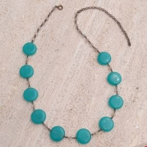 VINTAGE green glass coin necklace MODERN boho